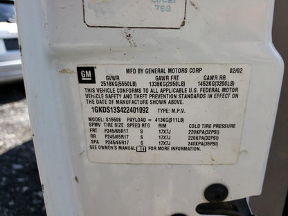 2002 GMC ENVOY - 1GKDS13S422401092