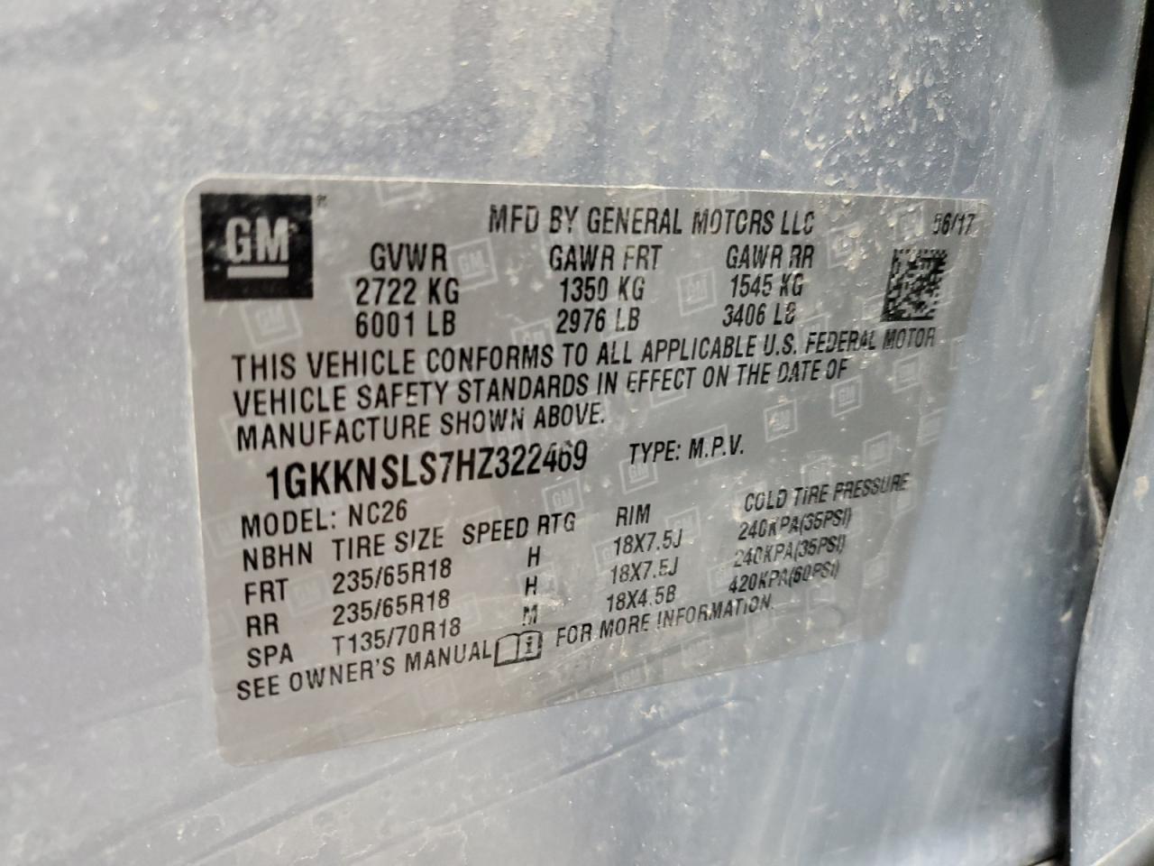 2017 GMC ACADIA SLE - 1GKKNSLS7HZ322469