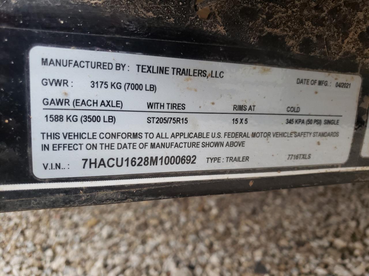 2020 TEXL TRAILER - 7HACU1628M1000692