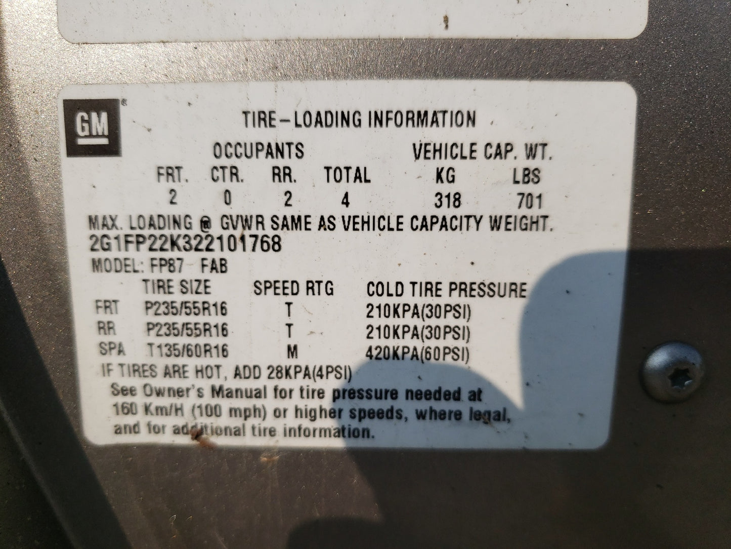 2002 CHEVROLET CAMARO - 2G1FP22K322101768