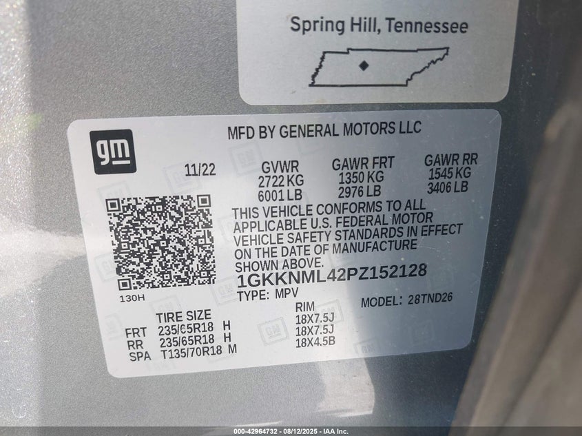 2023 GMC Acadia SLT FWD | 2.0L Turbo | VIN: 1GKKNML42PZ152128