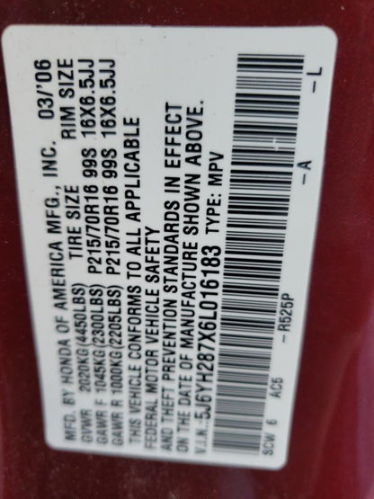 2006 HONDA ELEMENT EX - 5J6YH287X6L016183