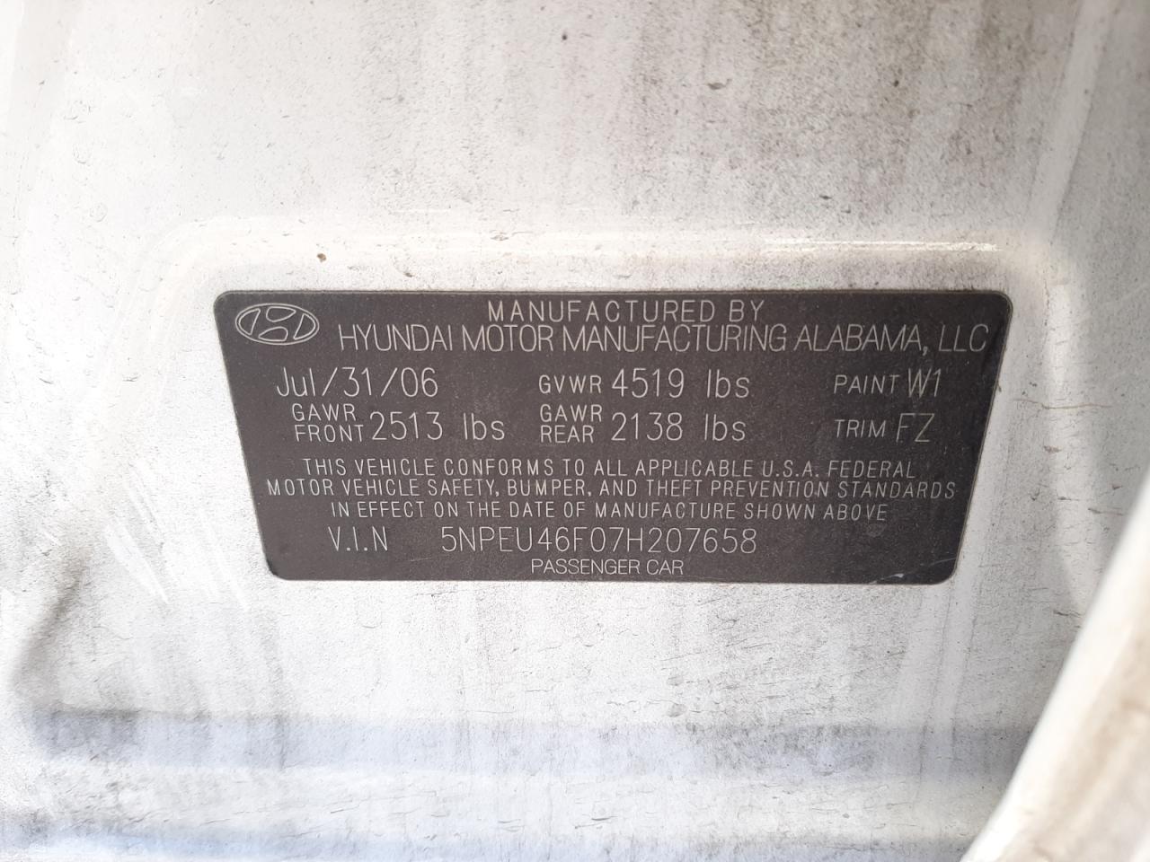 2007 HYUNDAI SONATA SE - 5NPEU46F07H207658