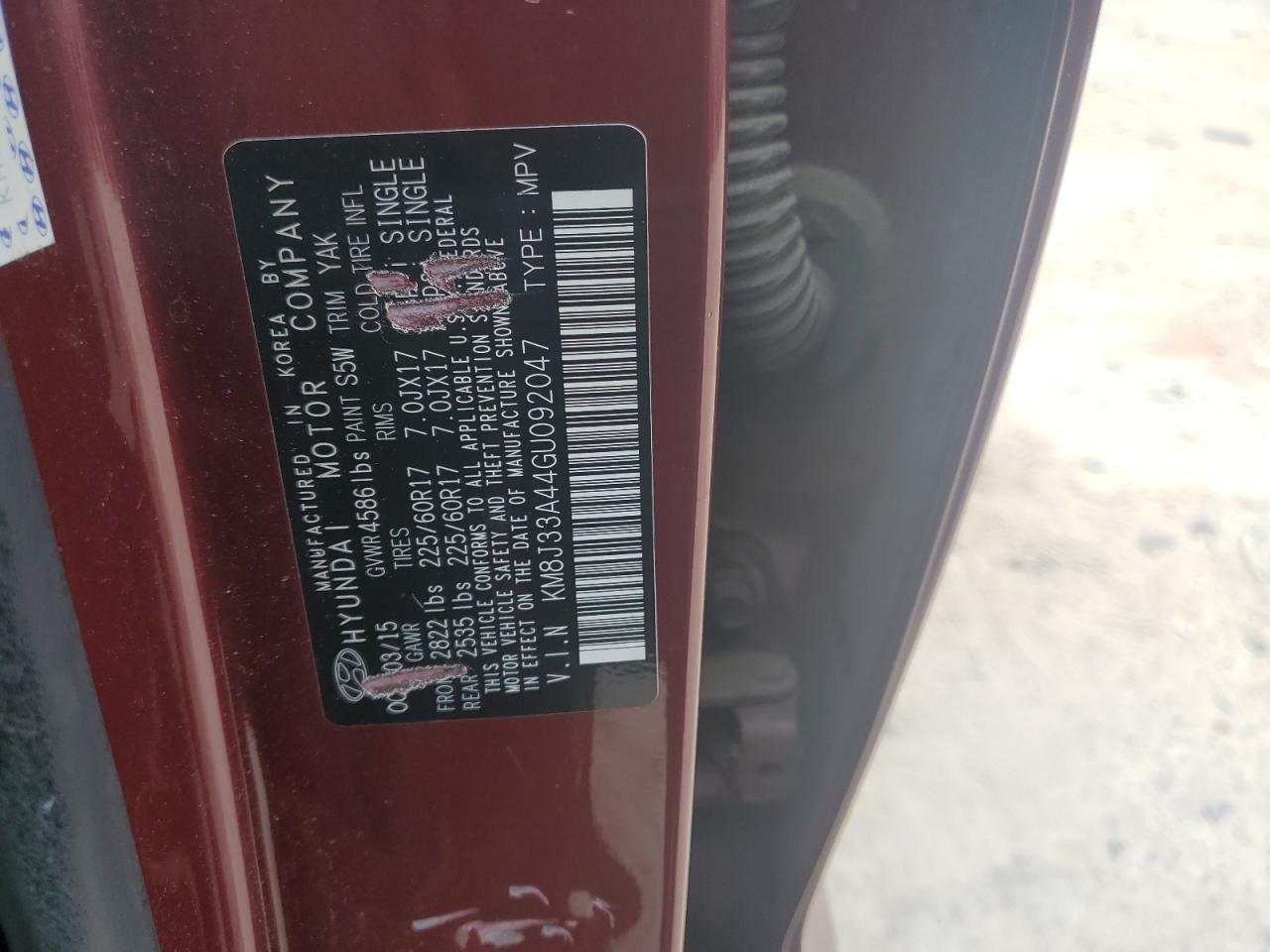 2016 HYUNDAI TUCSON LIM - KM8J33A44GU092047