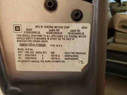 2001 CHEVROLET TAHOE K150 - 1GNEK13T41J135626