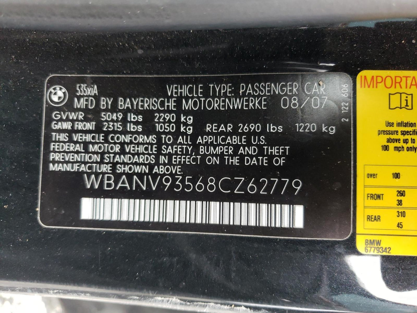 2008 BMW 535 XI - WBANV93568CZ62779