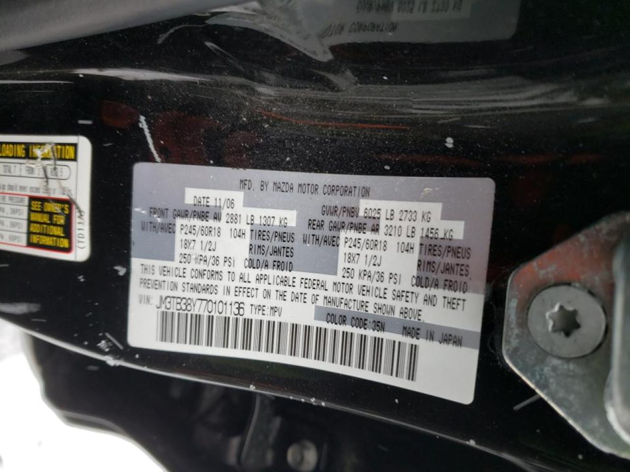 2007 MAZDA CX-9 - JM3TB38Y770101136