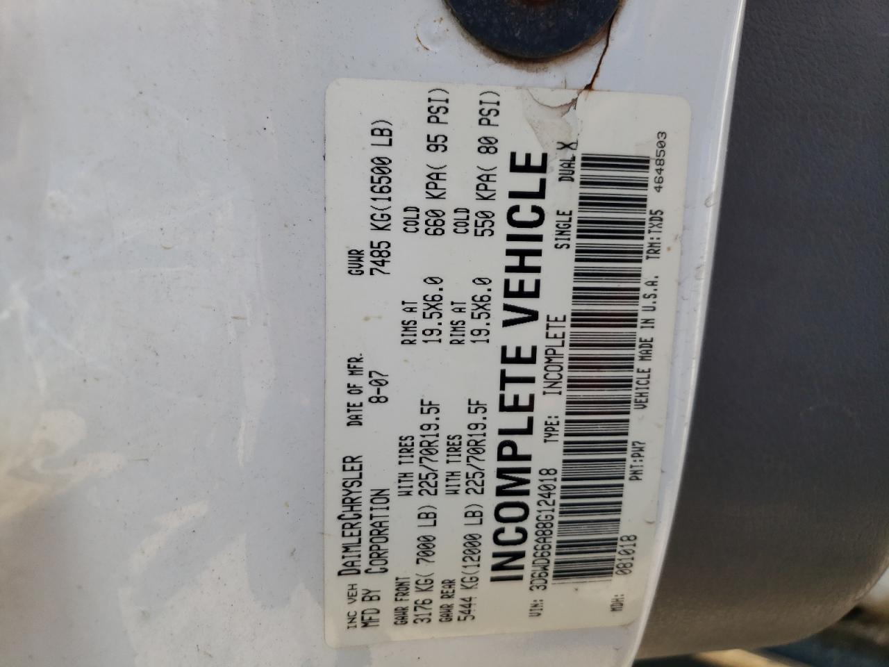 2008 DODGE RAM 4500 S - 3D6WD66A88G124018