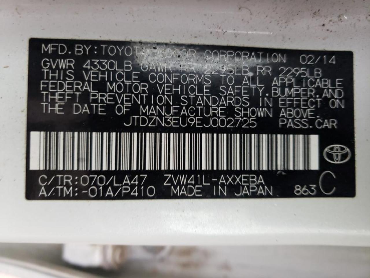 2014 TOYOTA PRIUS V - JTDZN3EU9EJ002725