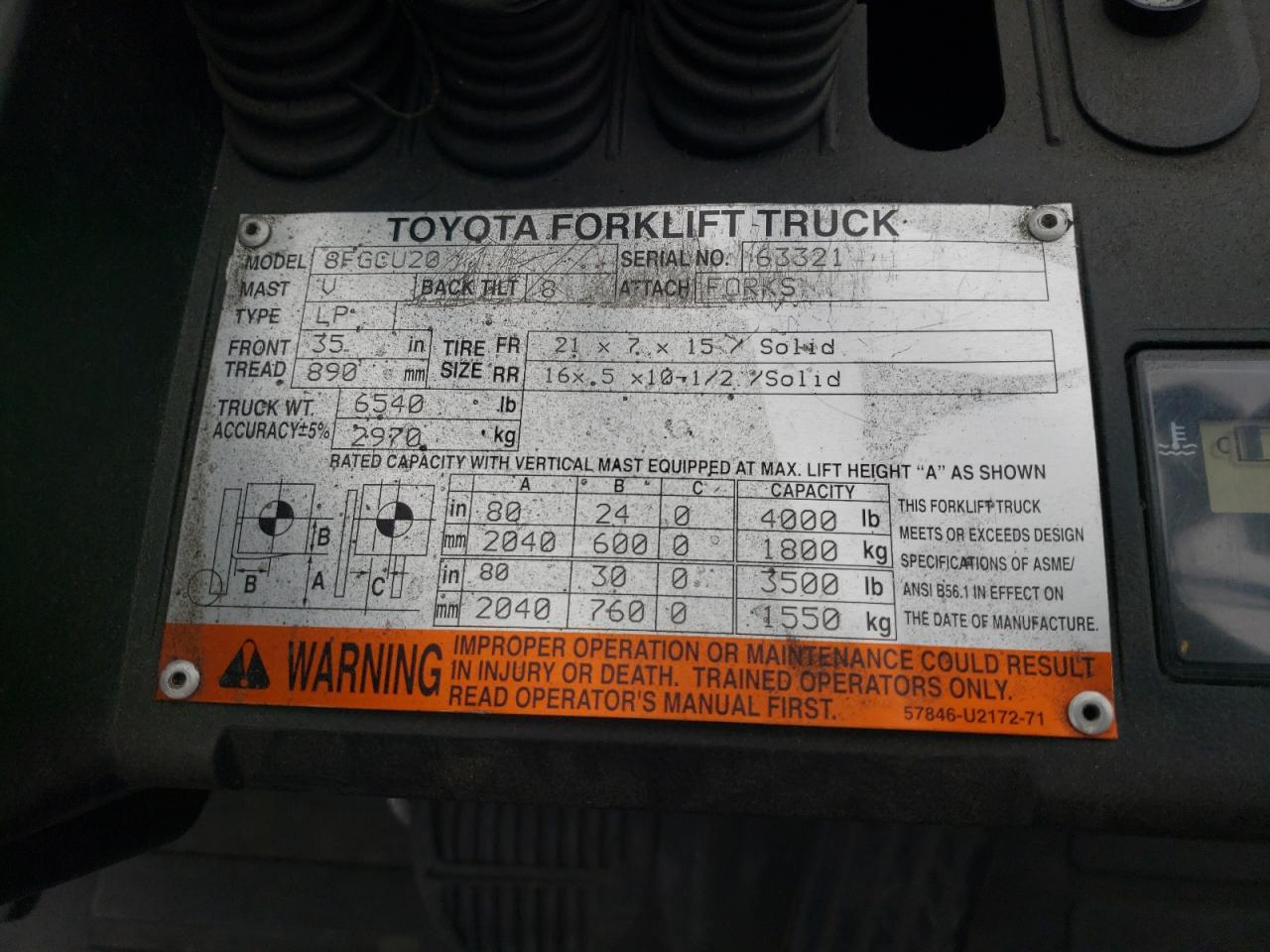 2014 TOYOTA FORKLIFT - 63321