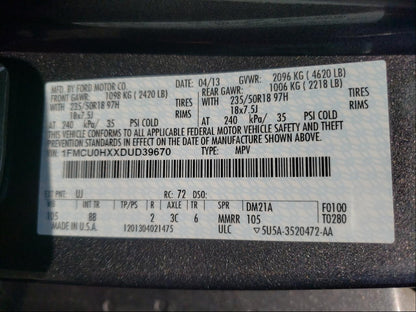 2013 FORD ESCAPE SEL - 1FMCU0HXXDUD39670