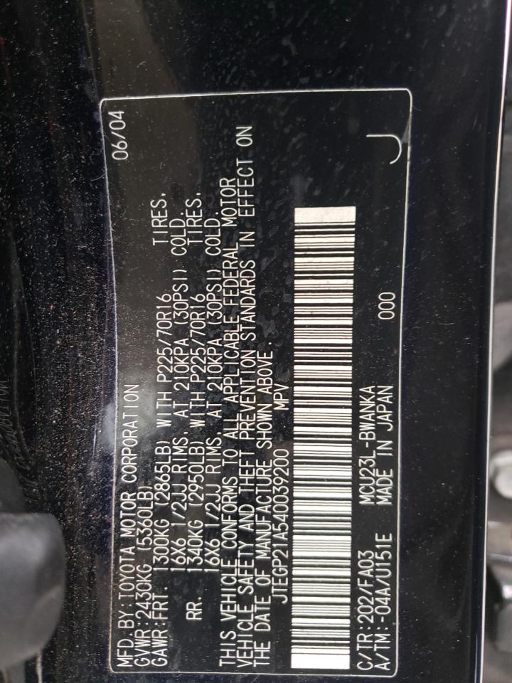 2004 TOYOTA HIGHLANDER - JTEGP21A540039200