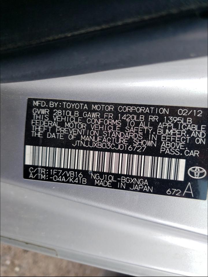 2012 TOYOTA SCION IQ - JTNJJXB03CJ016727