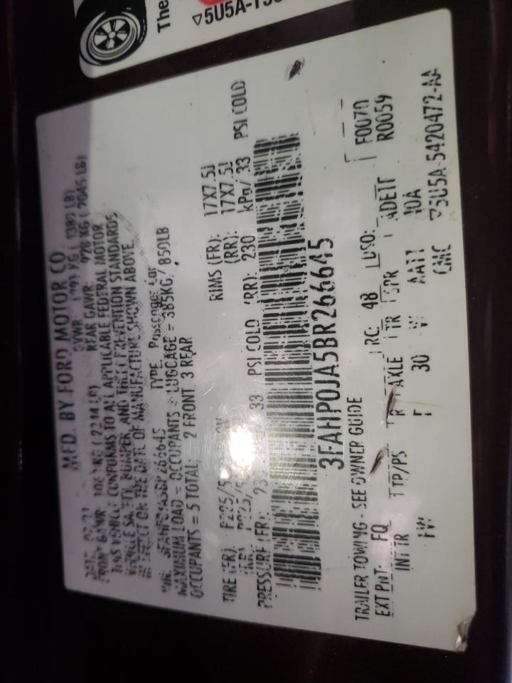 2011 FORD FUSION SEL - 3FAHP0JA5BR266645