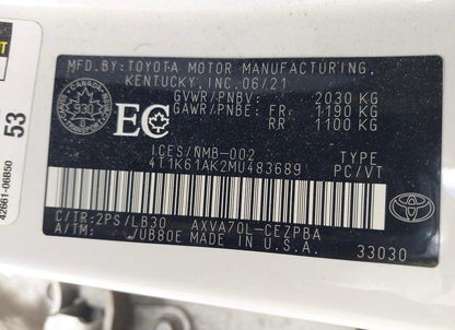 Toyota Camry XSE 2021 White – 2.5L FWD Sport Sedan | VIN: 4T1K61AK2MU483689