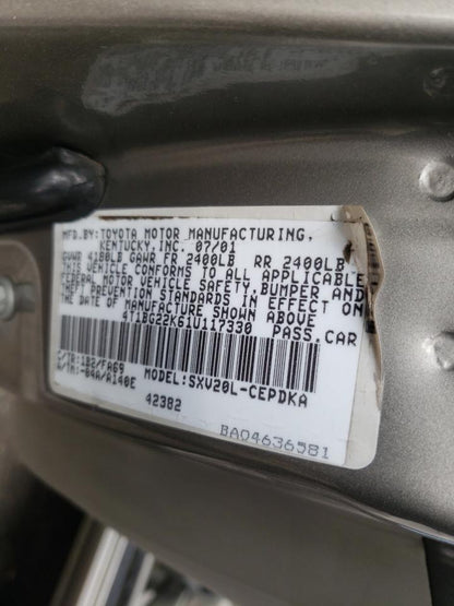 2001 TOYOTA CAMRY CE - 4T1BG22K61U117330