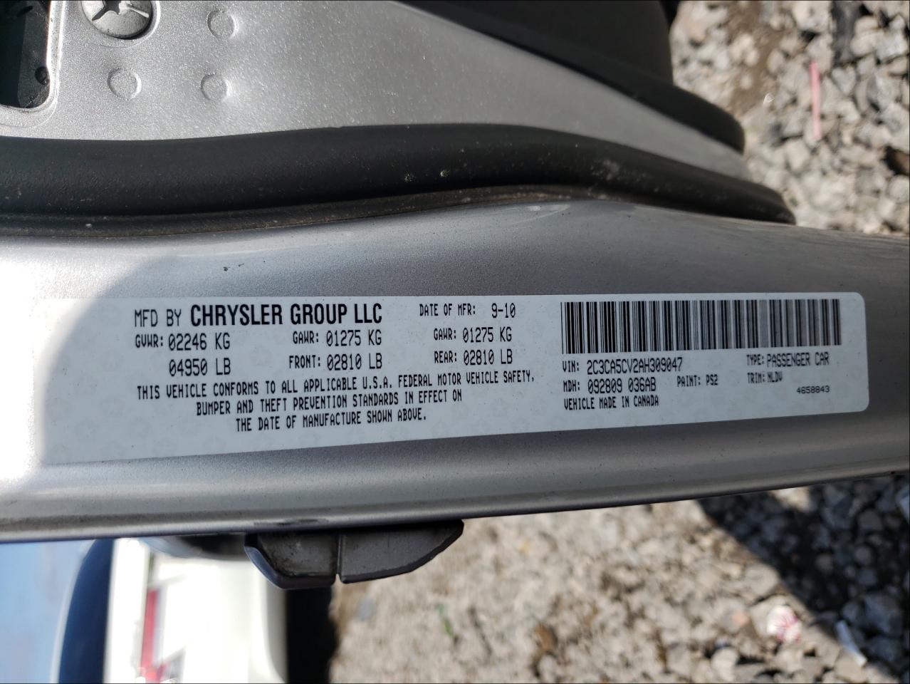 2010 CHRYSLER 300 TOURIN - 2C3CA5CV2AH309047