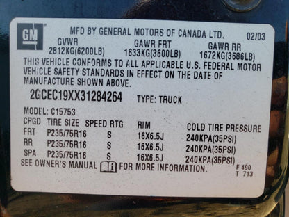 2003 CHEVROLET SILVERADO - 2GCEC19XX31284264