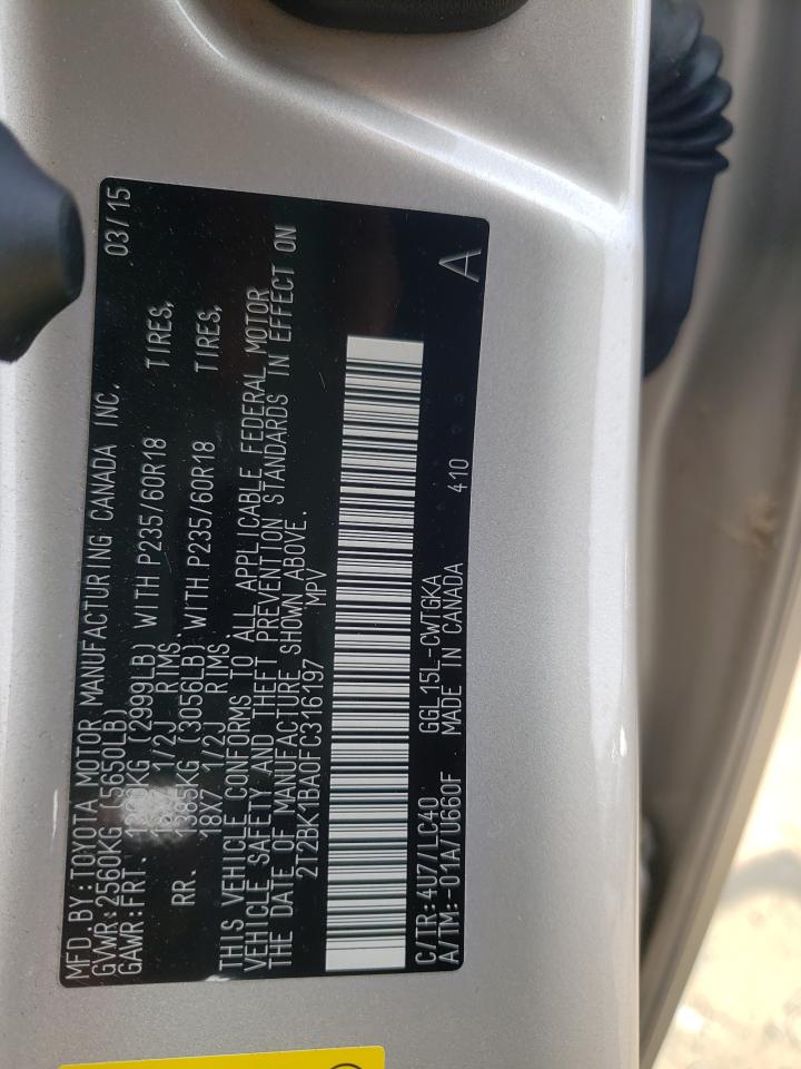 2015 LEXUS RX 350 BAS - 2T2BK1BA0FC316197