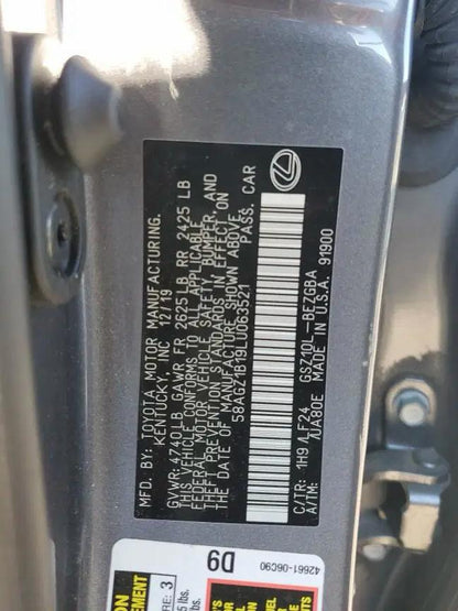 2020 Lexus ES 350 F Sport | Gray | 3.5L FWD | VIN: 58AGZ1B19LU063521