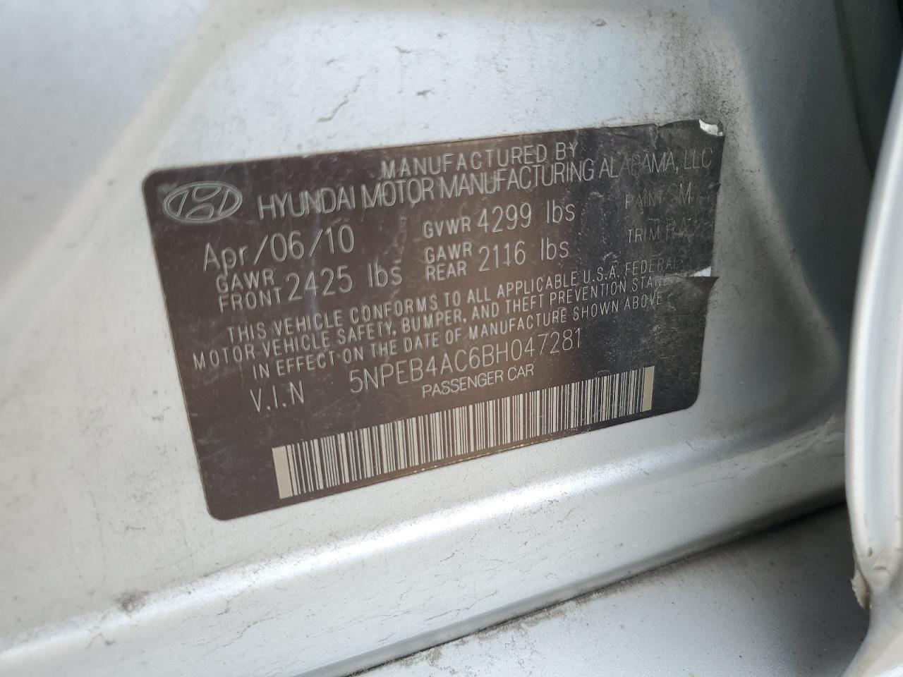 2011 HYUNDAI SONATA GLS - 5NPEB4AC6BH047281