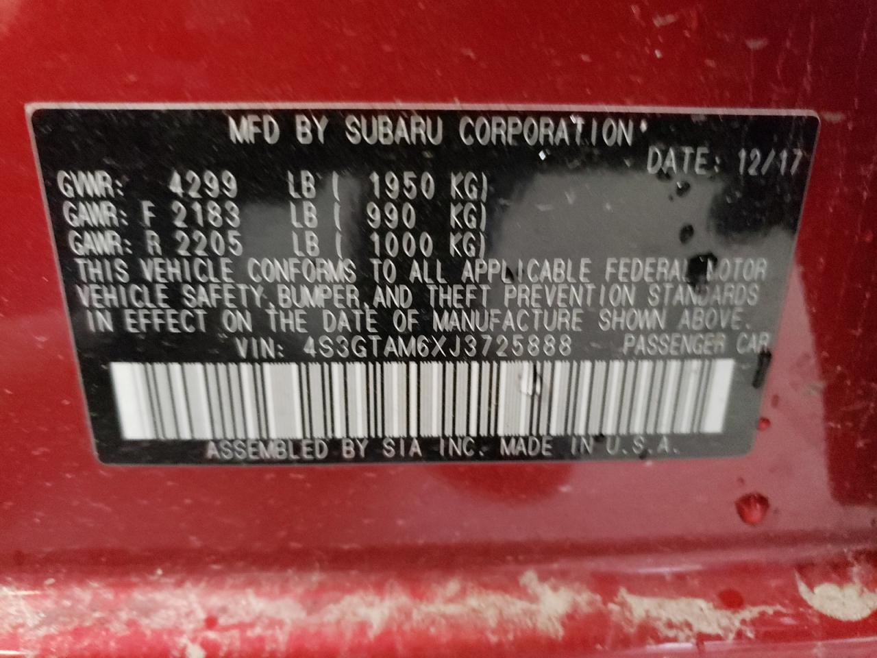 2018 SUBARU IMPREZA SP - 4S3GTAM6XJ3725888