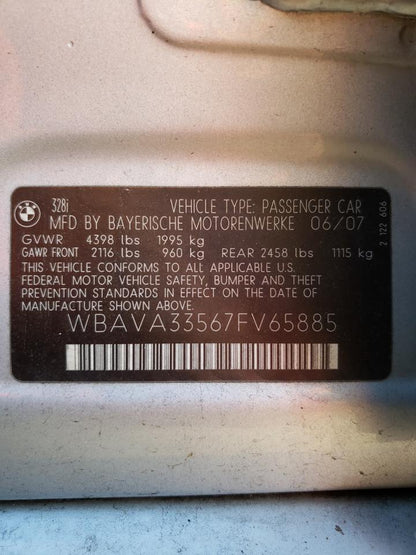 2007 BMW 328 - WBAVA33567FV65885