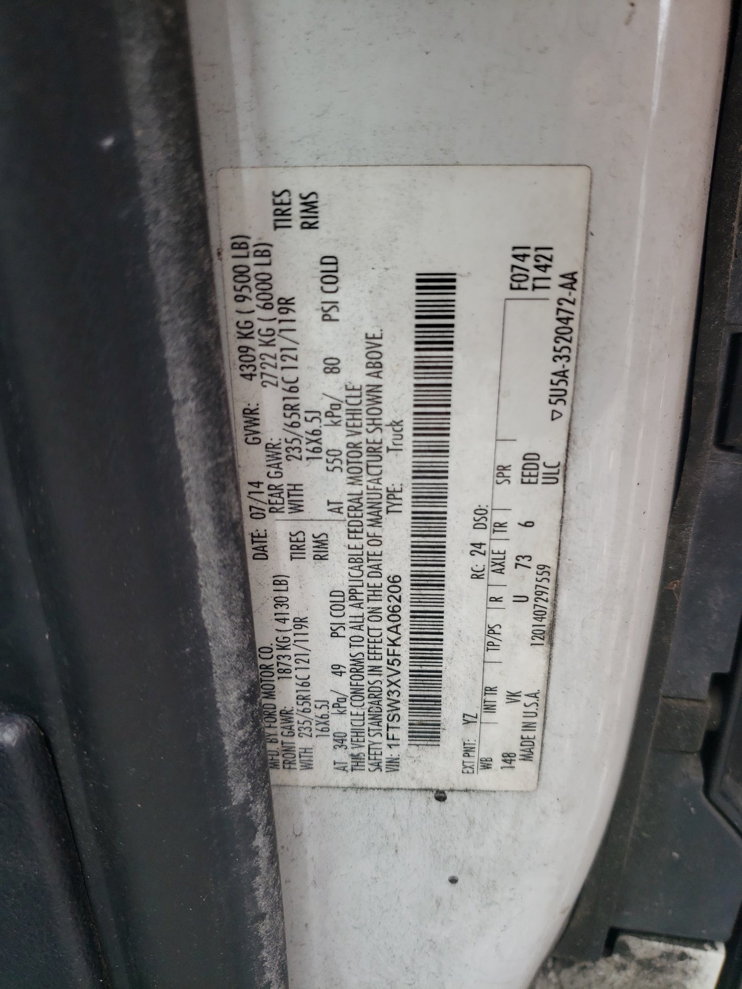 2015 FORD TRANSIT T- - 1FTSW3XV5FKA06206