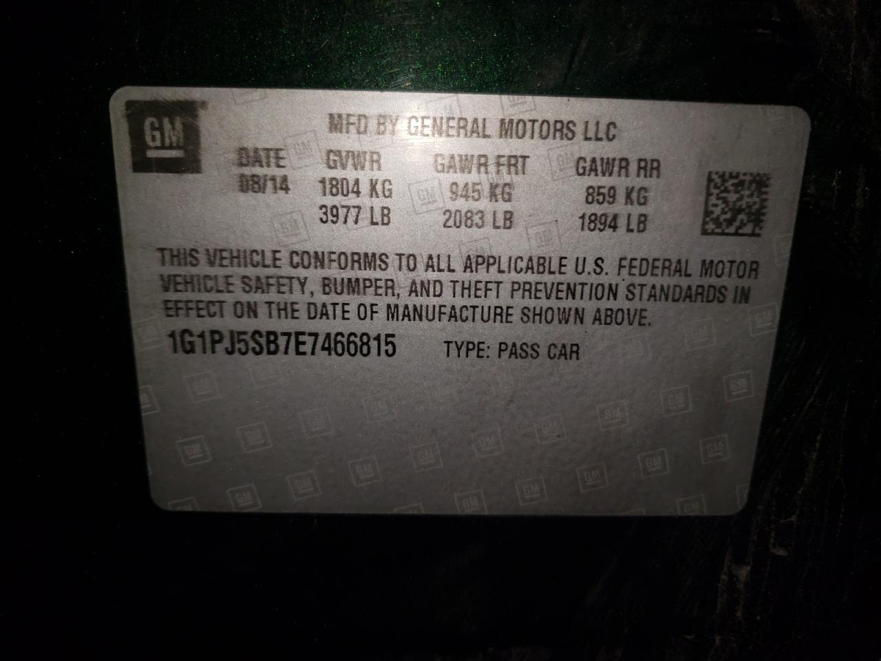 2014 CHEVROLET CRUZE ECO - 1G1PJ5SB7E7466815