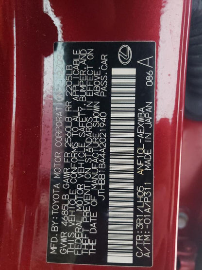 2010 LEXUS HS 250H - JTHBB1BA4A2021940