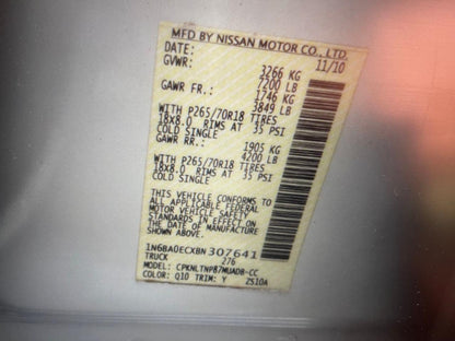 2011 NISSAN TITAN S - 1N6BA0ECXBN307641