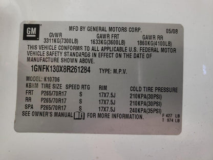 2008 CHEVROLET TAHOE K150 - 1GNFK130X8R261284