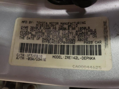 2012 TOYOTA COROLLA BA - 5YFBU4EE0CP046902