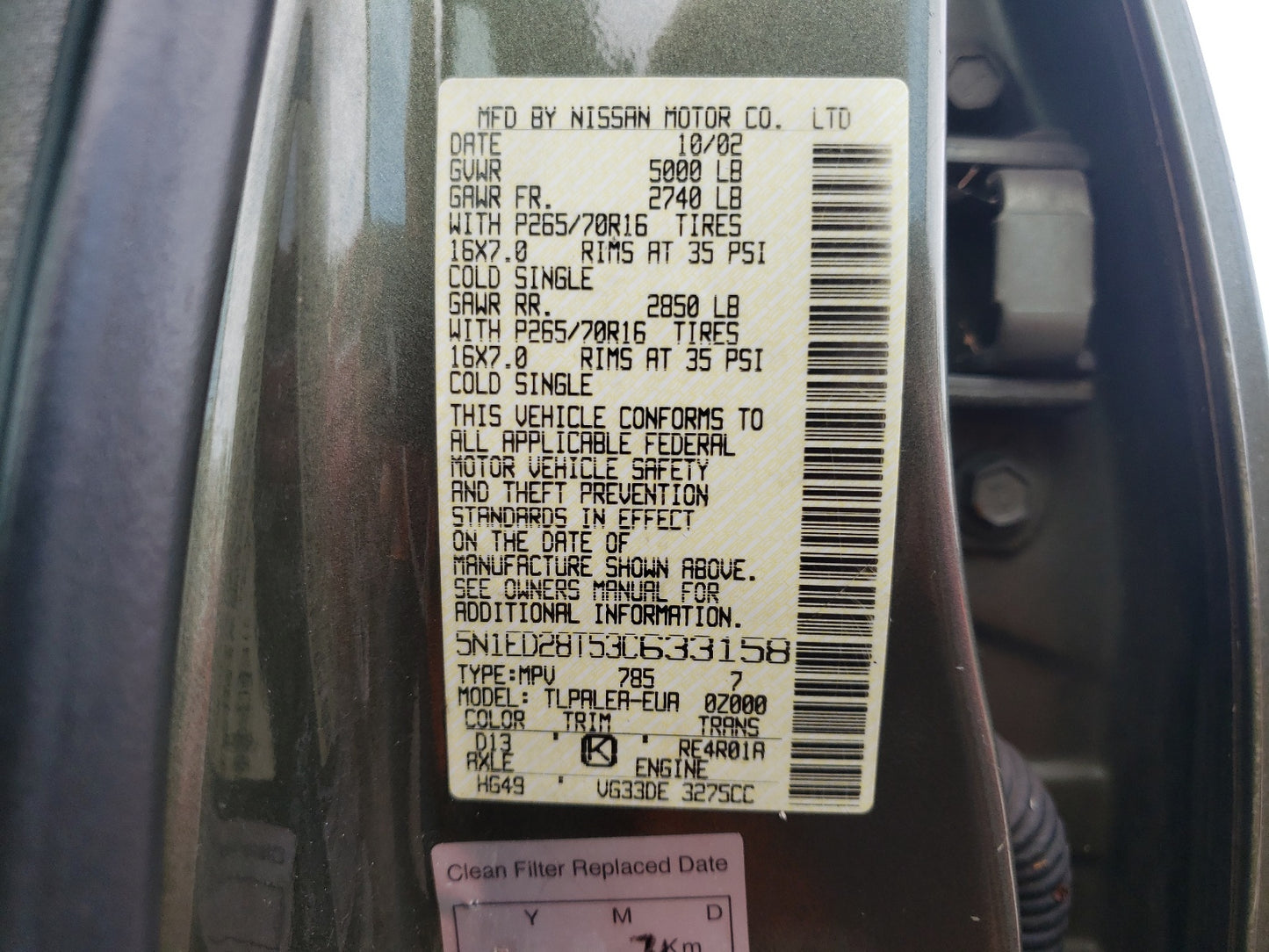 2003 NISSAN XTERRA XE - 5N1ED28T53C633158