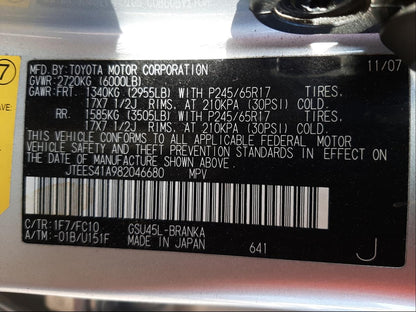 2008 TOYOTA HIGHLANDER - JTEES41A982046680