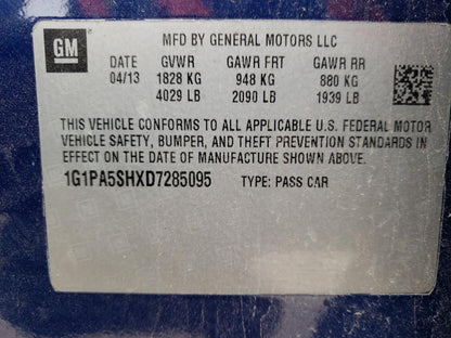 2013 CHEVROLET CRUZE LS - 1G1PA5SHXD7285095