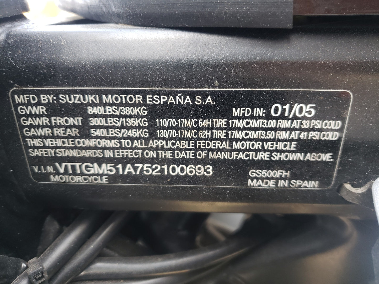 2005 SUZUKI GS500 FK - VTTGM51A752100693