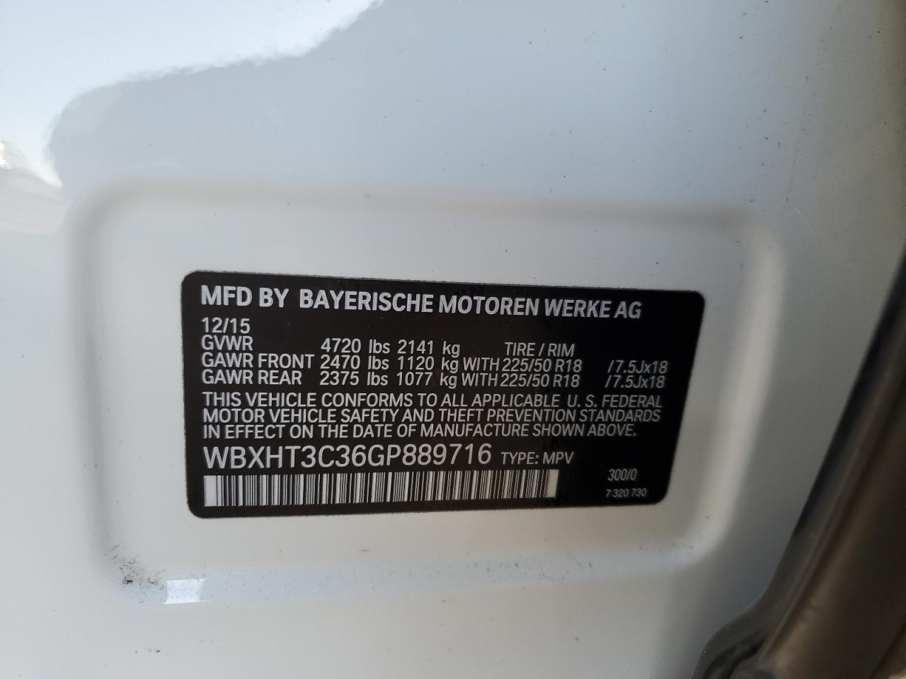 2016 BMW X1 XDRIVE2 - WBXHT3C36GP889716