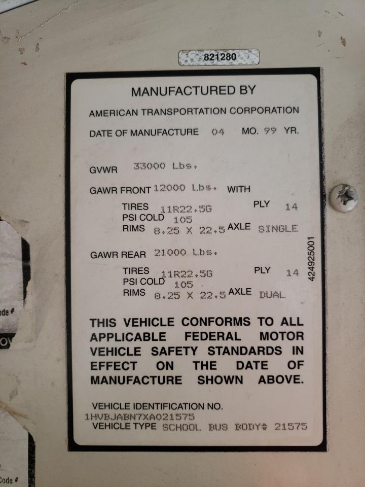 1999 INTERNATIONAL 3000 3000 - 1HVBJABN7XA021575