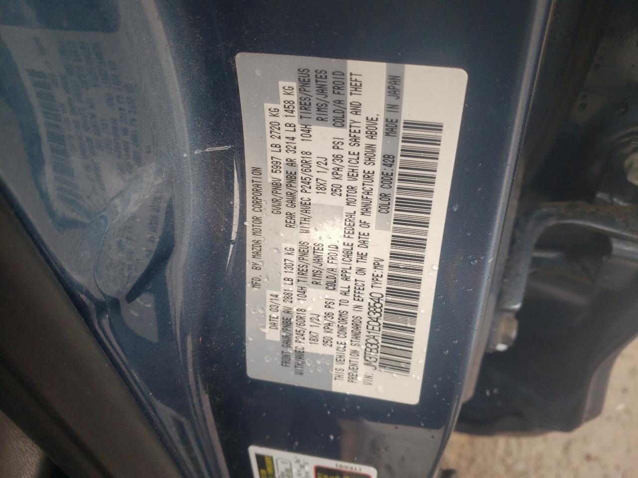 2014 MAZDA CX-9 TOURI - JM3TB3CA1E0438540