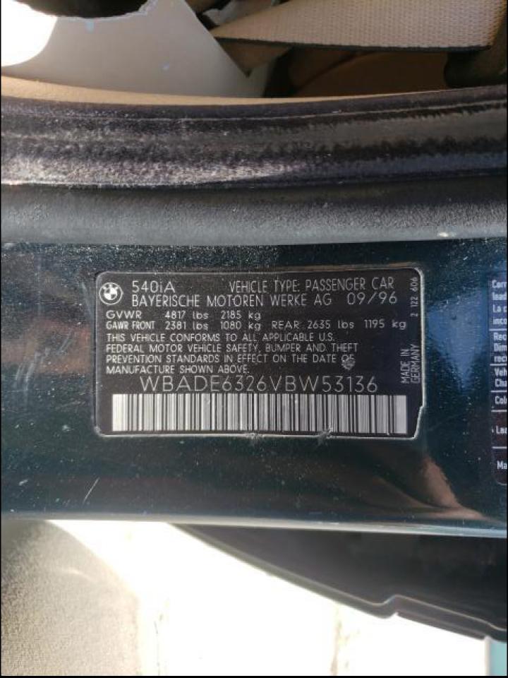 1997 BMW 540 I AUTO - WBADE6326VBW53136