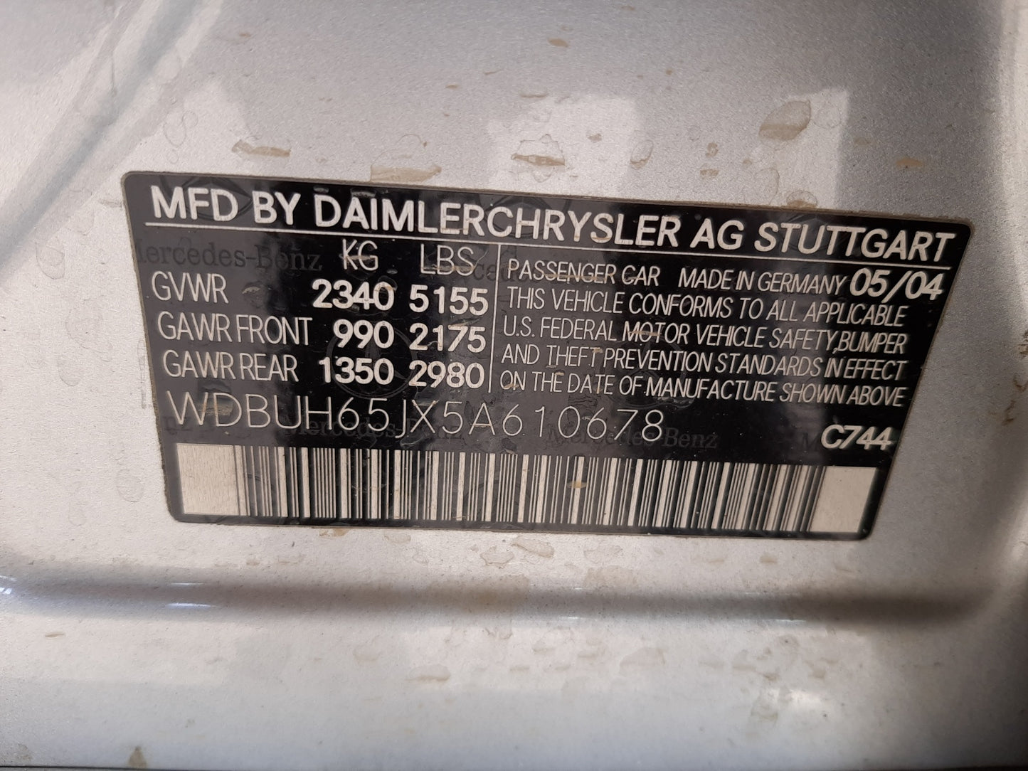 2005 MERCEDES-BENZ E 320 - WDBUH65JX5A610678