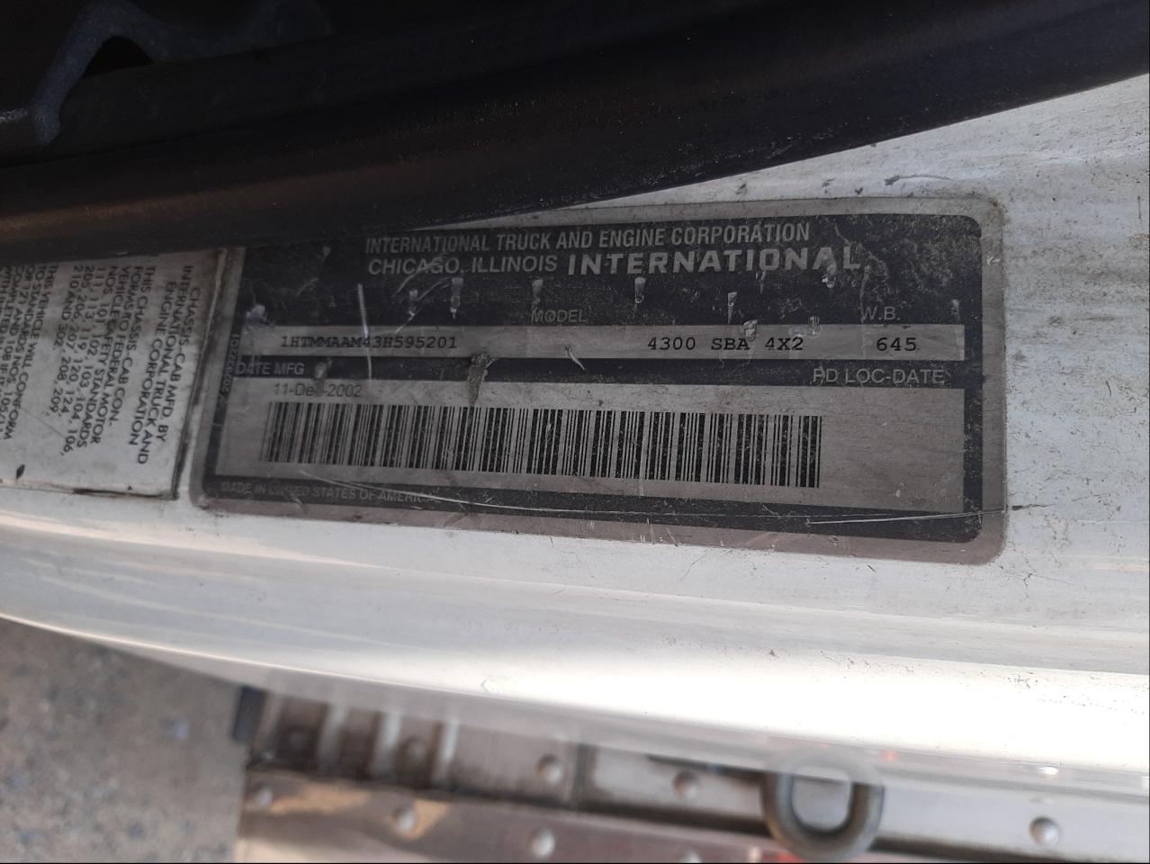 2003 INTERNATIONAL 4000 4300 - 1HTMMAAM43H595201