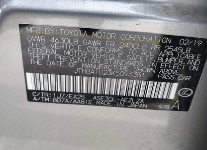 Lexus IS 300 2019 Silver – 2.0L RWD Luxury Sedan | VIN: JTHBA1D23K5093351