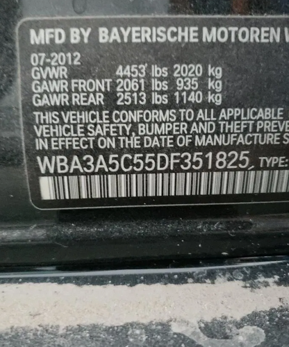 2013 BMW 328i | Black | 2.0L RWD | VIN: WBA3A5C55DF351825