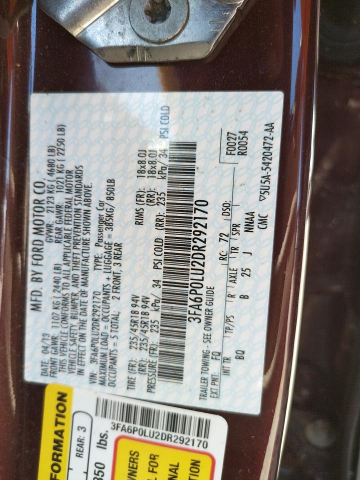 2013 FORD FUSION SE - 3FA6P0LU2DR292170