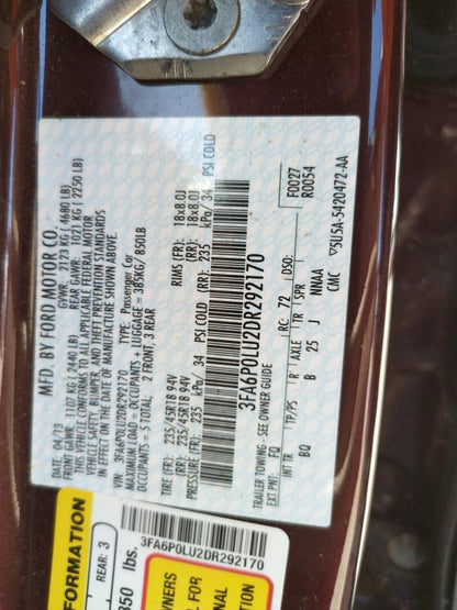 2013 FORD FUSION SE - 3FA6P0LU2DR292170