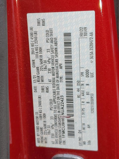 2022 FORD ESCAPE SEL - 1FMCU9H61NUA22423