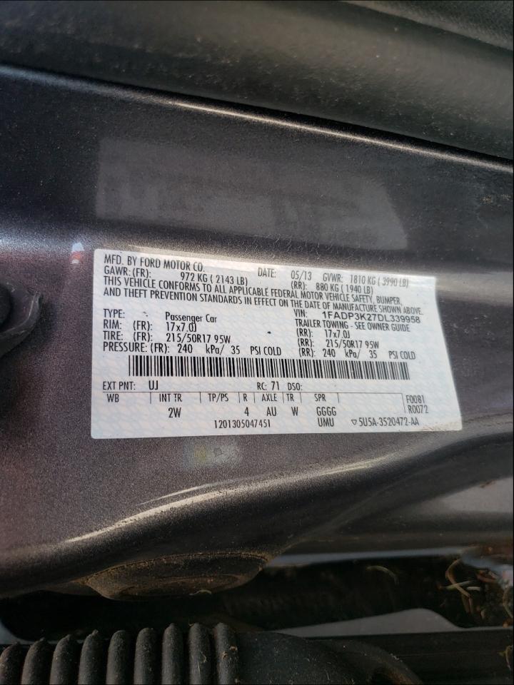 2013 FORD FOCUS SE - 1FADP3K27DL339958