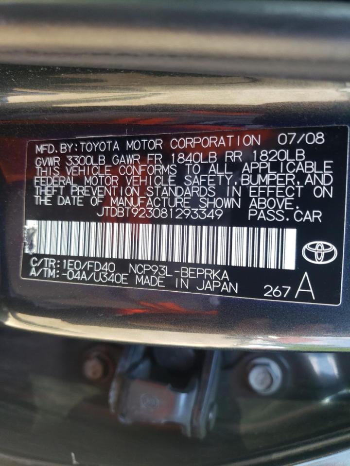 2008 TOYOTA YARIS - JTDBT923081293349